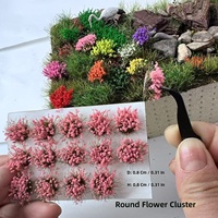 Skala HO Skala N 8mm 15Pcs Bunga Bulat Berbasis Lunak Rumbai Bunga Klaster Bunga Alas Meja Pasir Bahan Dekorasi DIY
