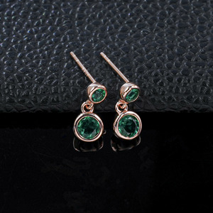 925 silver rose gold emerald <b>earrings</b> - Product Image 4