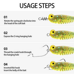 Ver de pêche manivelle crochet goupille de centrage appâts de pêche leurre souple plates-formes loquet fixe aiguille ressort torsion serrure accessoires - Product Image 4