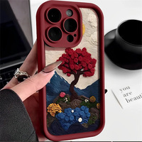 Coque de téléphone personnalisée avec peinture à l'huile de paysage, couleur bonbon fleuri, givrée et antichoc pour iPhone 17 16 15 Pro Max 14 13 12