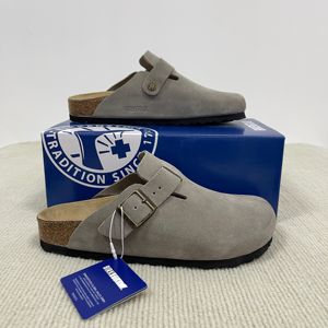 Birken Bston Birkenstocks Mules plates d'été pour femmes en <span class=keywords><strong>cuir</strong></span> de daim de vache avec semelle en liège confortable antidérapante Sabots et pantoufles - Product Image 3