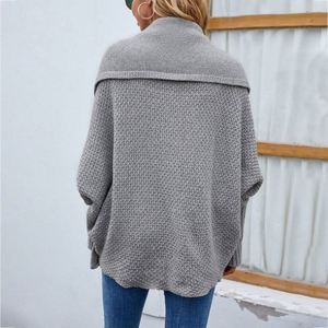 Women's Casual Wool/Cashmere Autumn Solid Color O-Neck Regular Sleeve Loose Knitted Coat commuter <b>Cardigan</b> <b>Sweater</b> J0204 - Product Image 2