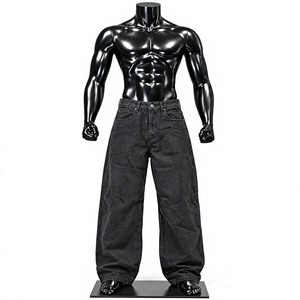 Jean en denim délavé foncé pour homme, broderie vintage, coupe large décontractée, taille mi-haute, style streetwear, idéal pour l'été - Product Image 1