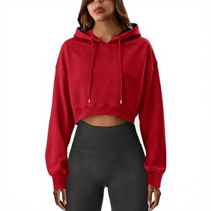 Sudadera Corta Rosa para Mujer, Manga Larga, Estampado de Letras, Tejido de Algodón, Transpirable, Estilo Urbano para Invierno - Product Image 1