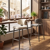 Tabouret de bar en cuir de style simple du fabricant, avec dossier rembourré souple, hauteur optionnelle 65 cm ou 75 cm, pour usage intérieur