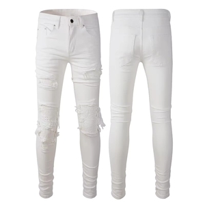 Amirys 2025 Migliori <span class=keywords><strong>Pantaloni</strong></span> Casual da <span class=keywords><strong>Uomo</strong></span>, Jeans Slim Ricamati Stile Biker, Denim Distressed in Cotone, Tendenza Moda Unisex - Product Image 4