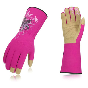 Guantes de cuero con estampado de Cactus para mujer, manguitos largos suaves para trabajo y jardinería - Product Image 4