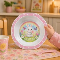 Assiettes pour enfants en PP sans BPA, motif dessin animé, écologiques, réutilisables, de qualité alimentaire, sûres, durables, en plastique 3D UV, vente en gros