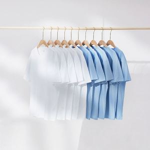 Camiseta de Verano para Hombre, 230g, Algodón Pesado, Manga Corta, 100% Tejido, Color Sólido, Cuello Redondo, Estilo Casual, Marca de Moda - Product Image 2