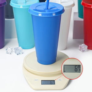 Bicchiere di plastica caffè nero riutilizzabile 24OZ bevanda smerigliata tazze fredde con coperchi e paglia - Product Image 4