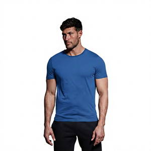 Camiseta de Manga Corta para Hombre, Cuello Redondo, Color Sólido, Tejido de Punto, Corte Ajustado, Estilo Casual - Product Image 2