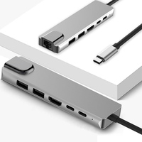 Nuevo Hub USB C Multifuncional 6 en 1, Adaptador Tipo-C 4K 30Hz para HDTV, Teléfono, TF, SD, RJ45, Interfaz de Carga para Soporte de Laptop