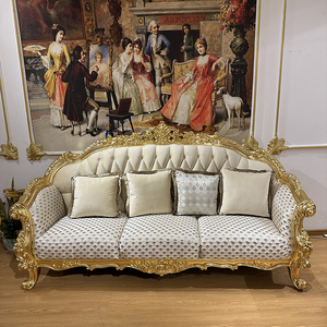 Collection de canapés style palais royal, cadre doré, tissu, configuration 3+2+1 places pour maison de luxe - Product Image 3