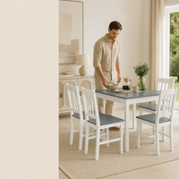 Ensemble de table à manger en bois avec 2 chaises, plateau en marbre, pieds en métal blanc pour un usage domestique