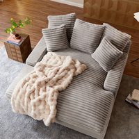 Canapé-lit Chaise Longue Personnalisable en Velours Côtelé Doux et Moelleux pour Appartement