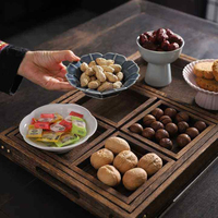 Plateau de service en bois amovible, plateau de rangement en bois multi-compartiments pour noix, bonbons et service à thé, plateau décoratif rustique pour la maison, la table et les fêtes
