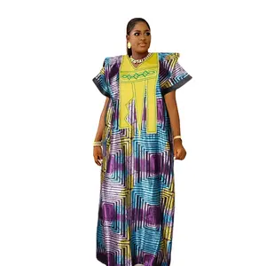 Estilo muçulmano getzner bazin riche grande mulher africana boubou para mulheres