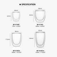 Tasse à café en verre à double paroi 350 ml / 11,96 oz, gobelet isotherme en borosilicate pour latte glacé, cold brew, lait glacé, milkshake, usage domestique et barista
