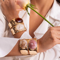 Nouveau Bracelet Oliva Tendance Classique Populaire Minimaliste Exagéré Large en Métal Plaqué Or pour Femme