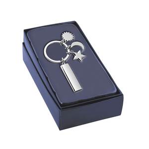 Porte-clés solaire avec motif soleil, lune et étoiles, en alliage léger et métal zinc, imprimé en émail - Product Image 2