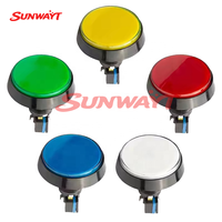 Bouton d'arcade anglais en plastique 12V, 5 couleurs, lumière LED, 60MM, grand bouton poussoir pour joueur de jeux vidéo, personnalisable, prise SUNWAYT SW-KH8