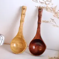 Cucchiaio da minestra in bambù di castagne, cucchiaio da minestra per mestolo da bagno in bambù per hotel in stile giapponese creativo, fornitore di stoviglie da cucina in legno