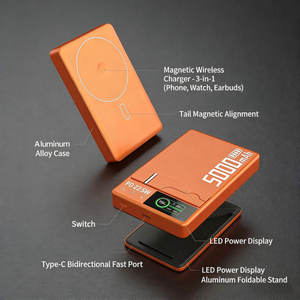 Three-in-one Magnetic Wireless Charging Aluminum Alloy Magnetic Power Bank, Convenient 5000 Mah Power Supply - Product Image 2