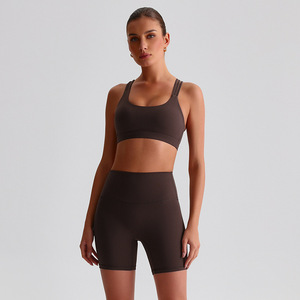 Ensemble 2 pièces pour l'entraînement et le yoga Tenues de gymnastique Tenues de <span class=keywords><strong>sport</strong></span> Soutien-gorge de yoga à séchage rapide <span class=keywords><strong>Short</strong></span> de course Tenues de fitness souples pour femmes - Product Image 5