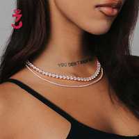 Venta al por mayor de fábrica: Collar de cadena de tenis con incrustaciones de diamantes de moissanita brillantes, chapado en oro blanco, de 2/3/4/5/6.5MM, para mujer