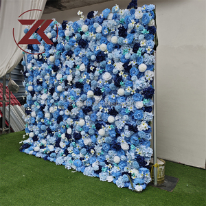 Panneaux muraux de fleurs artificielles en soie ZKAI OEM, luxueux et magnifiques, roses bleues 3D, pour toile de fond de mariage - Product Image 2