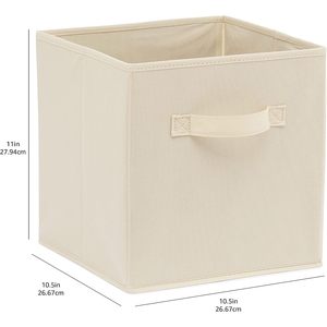 Basics Collapsible Fabric Storage <b>Cubes</b> 10.5 x 10.5 x 10.5 Inches With Handles For Wardrobe Clothing Organization Beige - Product Image 4