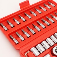 Kit d'outils manuels multifonctions OEM 46 pièces en acier au carbone, comprenant clés mixtes, clés à douilles, pour réparation de vélos et usage domestique, avec mallette rigide