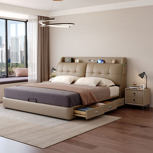 Meubles de chambre à coucher modernes de luxe en bois lits rembourrés king size cadre de <span class=keywords><strong>lit</strong></span> double boîte ensemble souple design Queen Single Girl - Product Image 4