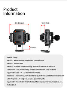 Pengisi Daya USB Cepat Tahan Air Kewig, Pengisian Nirkabel Cepat, Dudukan Ponsel Motor Anti Getaran dan Stabil dengan Dudukan Ponsel - Product Image 6