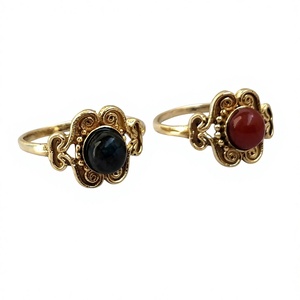 Anillo hecho a mano de Metal y latón con piedra Natural, para mujeres y niñas - Product Image 1