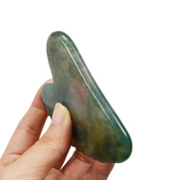 Gua Sha personnalisé outil vert mousse Agate Gua Sha avec Unique peigne bord mâchoire Shaper herbe Agate Guasha pour Acupuncture SPA