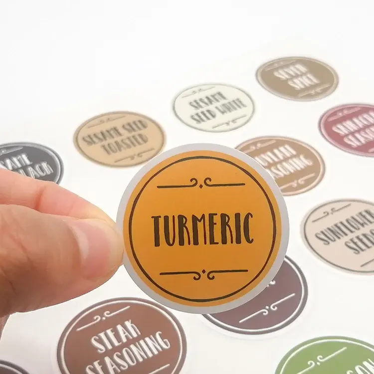Benutzer definierte Logo-Verpackungs etiketten Rolle synthetischer Papier aufkleber Round Circle Wasserdichte selbst klebende PVC-Vinyl-Etiketten aufkleber