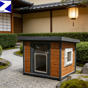 Jaula para Perros de Madera y Acero Inoxidable, Casa para Perros para Interiores, Sala de Estar, con Bandeja Extraíble, Jaula Decorativa Moderna para Mascotas - Product Image 4