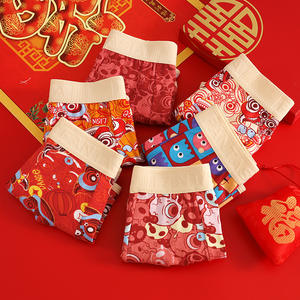 Logo personalizzato uomo stampa leone Boxer pantaloncini rosso cotone formato XL per anno zodiacale all'ingrosso biancheria intima traspirante - Product Image 2