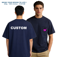 Camiseta Deportiva Casual Oversize de Algodón 100% Tejido Grueso con Bolsillo, Unisex, Personalizada al por Mayor