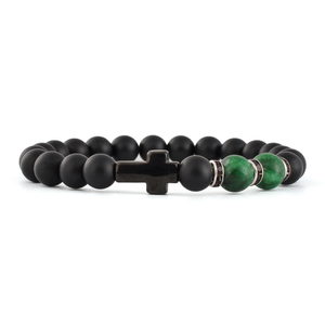 F233 Custom Jewelry <strong>Stone</strong> for Man High Quality Handmade Luxury Semi-precious Green <strong>Jade</strong> <strong>Black</strong> Agate Trendy Bracelet - Product Image 2