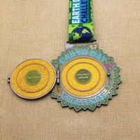 Médaille à paillettes réversible en émail doux, personnalisé, Antique, jour de la terre, défi, course