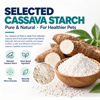 Litière pour chat en cassave de qualité supérieure, à base de plantes naturelles, agglomération rapide, faible poussière, contrôle des odeurs