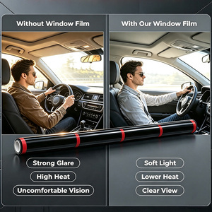 Film solaire automobile premium 2 plis ultra transparent isolant thermiquement, anti-UV et anti-éblouissement pour vitres de voiture - Product Image 1