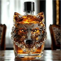 Décoration de bouteille de whisky en forme de tête de loup