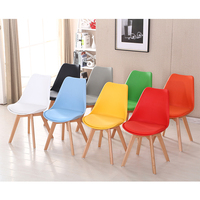 Colored Leather Cover, Plastic Back, Wood Leg Sillas