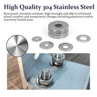 304 Stainless Steel Flat Washers Assortment M3-M12 Sizes Glossy Finish Metric Bolts & Screws Kit