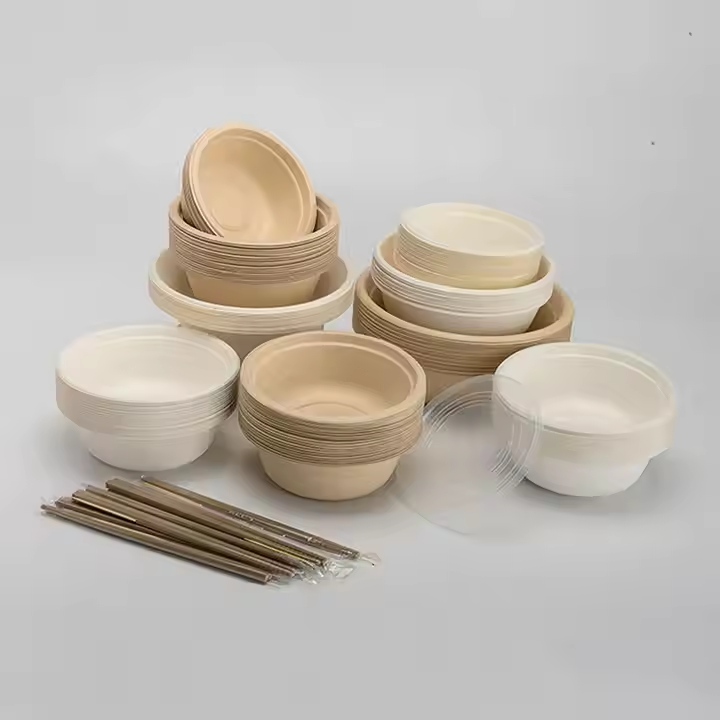 Sugarcane Bagasse Pulp Paper Plates Bowls
