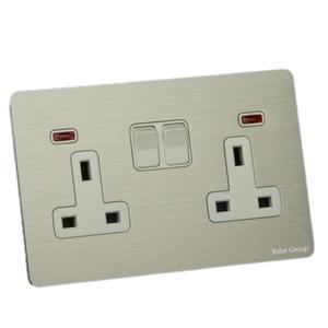 White Universal Double 5-pin Wall Power Outlet SDK Customizable 220V 10-pin Plug <b>Socket</b> <b>with</b> LED Indicator Light - Product Image 6