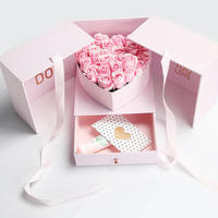 Boîte à fleurs rigide en forme de cœur, écologique et luxueuse, avec finition mate, fermeture magnétique, ruban, ouverture double face, boîte cadeau tiroir